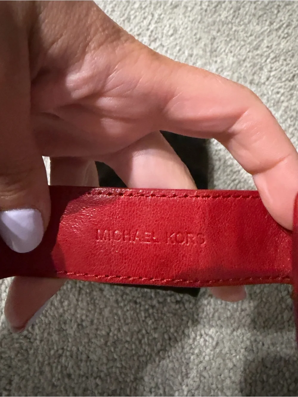 Michael Kors Red Leather Cuff with Gold Hardware